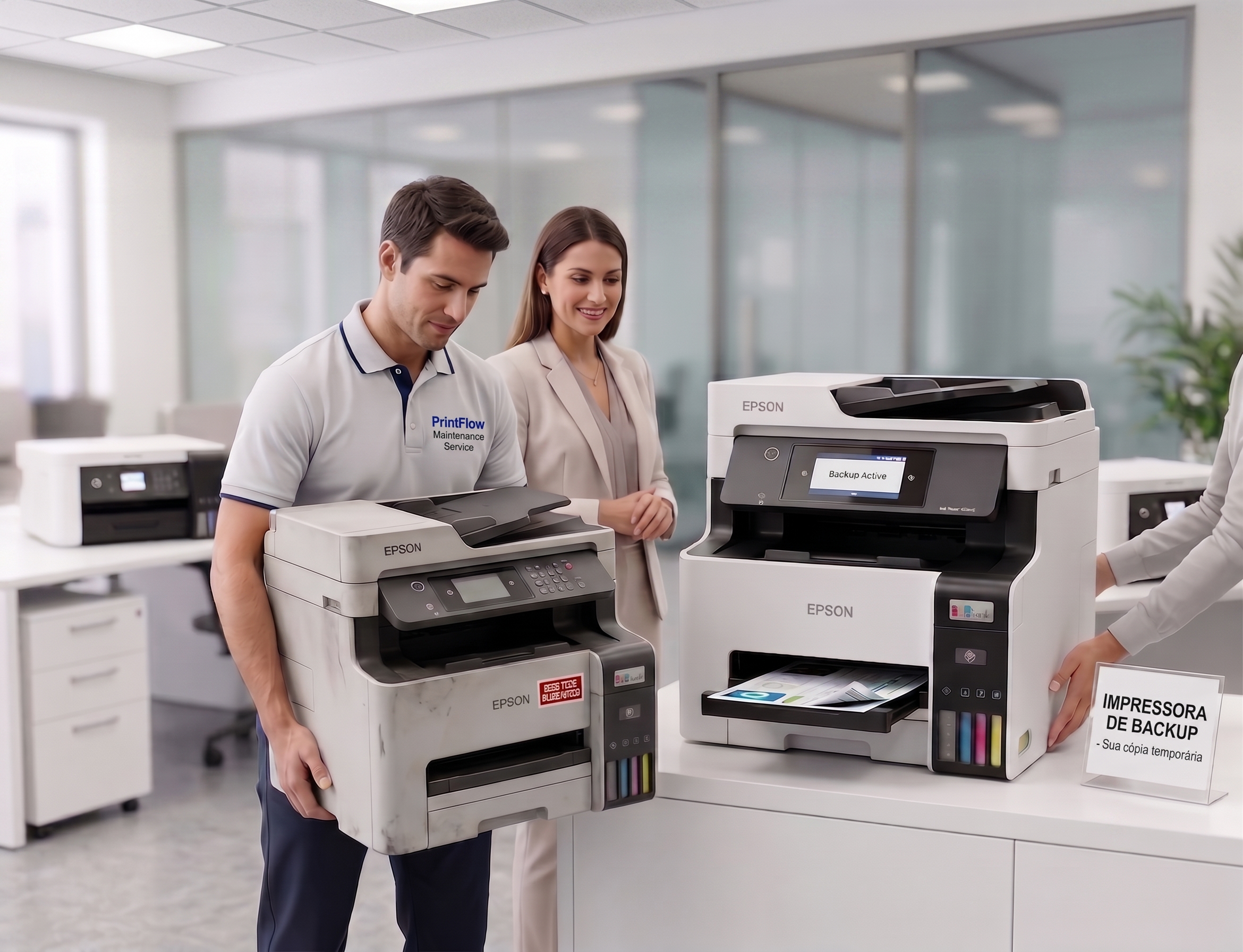 Técnico especializado realizando conserto de impressora em Belo Horizonte